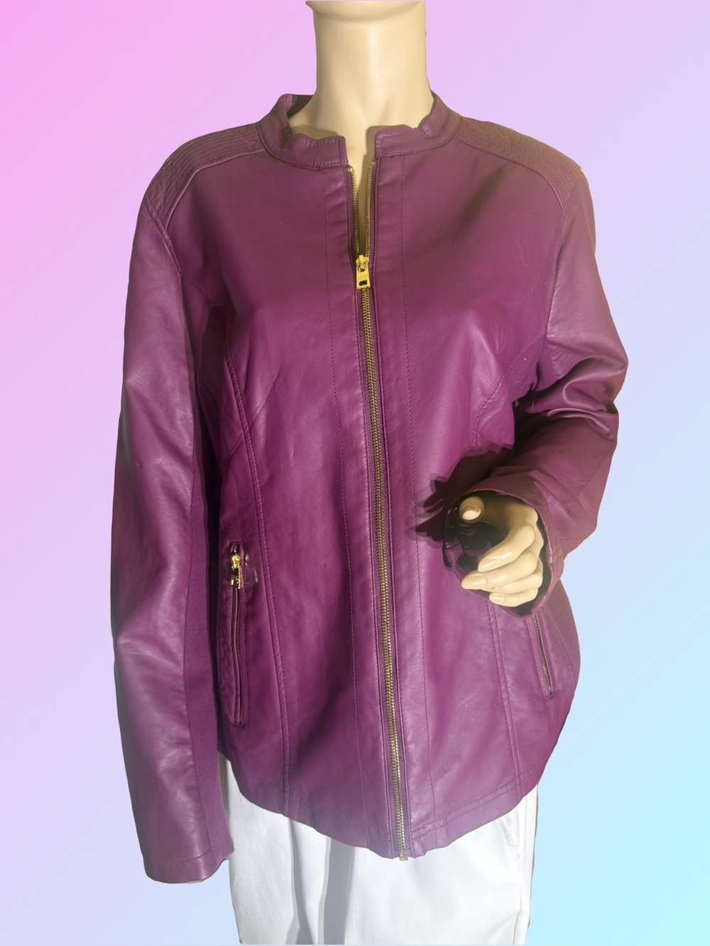 Marc New York Violet Leather Zip Jacket